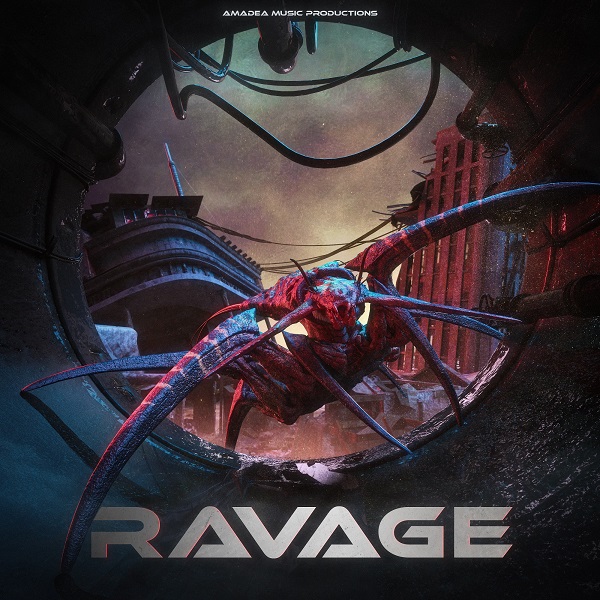 Cover art for the production music album Ravage by Amadea Production Music.